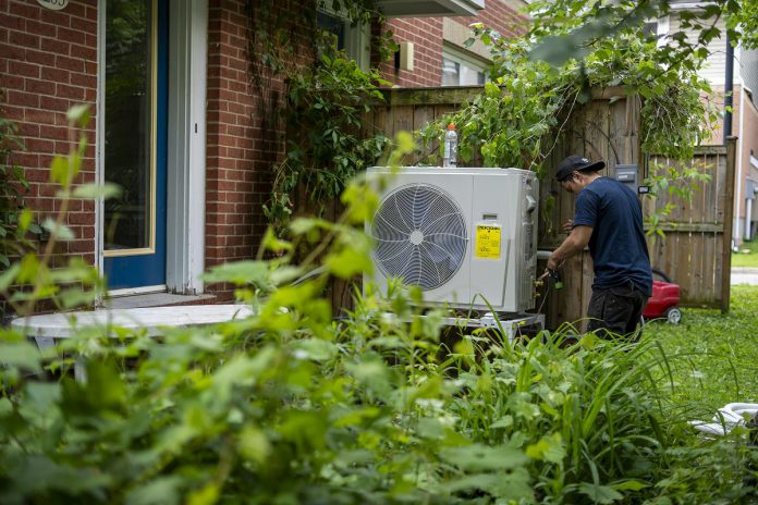 Through the Energy Affordability Program offered by Save on Energy, this income-eligible household's new energy-efficient heat pump will lower energy costs and improve home comfort. (Photo: Gabe Rivett-Carnac / EnviroCentre)