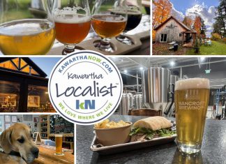 This edition of kawarthaNOW's "Kawartha Localist" editorial series features our favourite craft breweries in the Kawarthas, including 100 Acre Brewing Co. and Bobcaygeon Brewing Company in Peterborough, Old Dog Brewing in Bobcaygeon, Bancroft Brewing Company, Haliburton Highlands Brewing, Northumberland Hills Brewery in Cobourg, and Belmont Lake Brewery near Havelock, along with Ashburnham Ale House craft beer cafe in Peterborough. (kawarthaNOW collage)