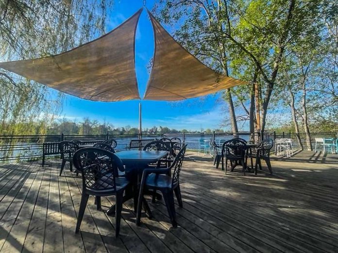 To provide better shade and protection from the wind and sun, the Silver Bean Café in Millennium Park in downtown Peterborough has switched from umbrellas to sails above the tables on the patio. With views of the Otonabee River, the dog-friendly patio is a beloved place by locals and visitors to enjoy light fare lunches and the signature Otonabean espresso blend. (Photo: Silver Bean Café)