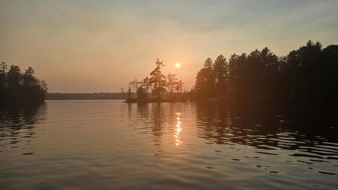 A hazy sunset in North Kawartha Township on July 11, 2026 due to smoke from forest fires in Quebec. (Photo: Jeannine Taylor / kawarthaNOW)
