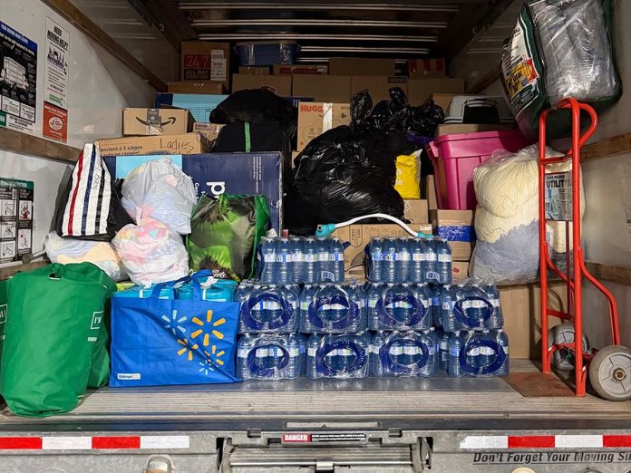 When sisters Chloe and Bree Paudash put a call out to Hiawatha First Nation that they would be making a trip to Tyendinaga to drop off donations for a wildfire relief drive, they didn't anticipate being able to fill a whole truck full of clothing, shoes, gift cards, toiletries, toys, and more. (Photo courtesy of Bree Paudash)