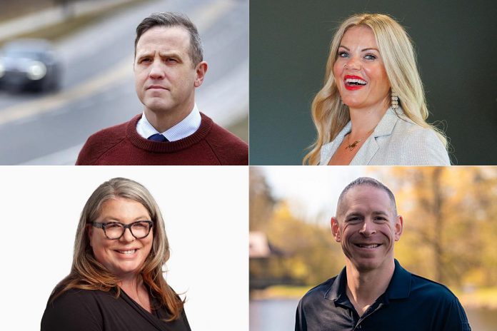The candidates running for the two councillor positions in Ward 2 (Monaghan) in Peterborough's municipal election, as of July 7, 2026, are (left to right, top and bottom) incumbent Matt Crowley, Ashley Flynn, Jen Lacey, and AJ Shearer. Incumbent councillor Don Vassiliadis has not yet declared whether he will seek re-election. (kawarthaNOW collage of photos from candidate websites/social media) The candidates running for the two councillor positions in Ward 2 (Monaghan) in Peterborough's municipal election, as of July 7, 2026, are (left to right, top and bottom) incumbent Matt Crowley, Ashley Flynn, Jen Lacey, and AJ Shearer. Incumbent councillor Don Vassiliadis has not yet declared whether he will seek re-election. (kawarthaNOW collage of photos from candidate websites/social media)