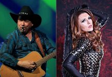 Les Smith and Amberley Beatty perform as country music legends Garth Brooks and Shania Twain at a free-admission concert at Peterborough Musicfest in Del Crary Park on August 1, 2026. (kawarthaNOW collage of promotional photos)