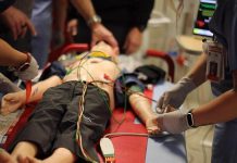 Staff of the Emergency Department at Peterborough Regional Health Centre (PRHC) undergo simulation training to prepare for real-life emergency scenarios using a pediatric mannequin. The PRHC Foundation has made it a priority to support the simulation training program by investing in a state-of-the-art adult mannequin with the help of donors. One of many areas of urgent care being supported through PRHC's $70 million Campaign for PRHC, the new simulation mannequin will better mimic human patients to improve learning outcomes, communication, and collaboration across teams during real-life emergencies. (Photo courtesy of PRHC Foundation)