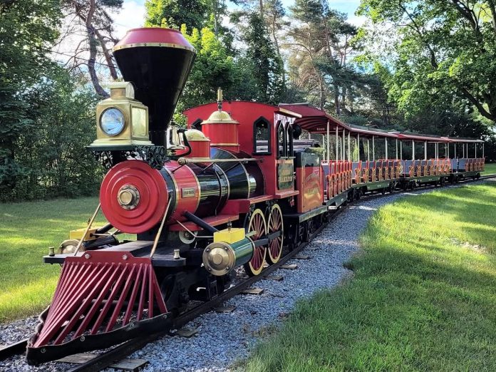 Established in 1974 by James Hamilton, the miniature train ride at Riverview Park and Zoo in Peterborough features a miniature replica of an 1860 locomotive. With 10,000 to 60,000 riders each season, the miniature train ride is an important source of revenue for Canada's only free-admission accredited zoo. (Photo: Riverview Park and Zoo)