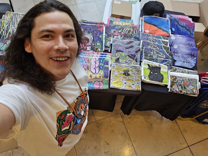 Indigenous artist and entrepreneur Mitchel Jerome has opened Oogeema Ganoo, an Indigenous mini-market and custom clothing shop at 410 Chambers Street in downtown Peterborough. The store features Jerome's Oogeema Ganoo clothing brand and provides space for Indigenous artists to showcase and sell their work. (Photo: Mitchel Jerome)
