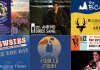 encoreNOW for August 10, 2026 features (from left to right, top and bottom) the 37th annual Peterborough Folk Festival, Farley Mowat's "And No Birds Sang" at Port Hope's Capitol Theatre, the return of the Buckhorn Festival of the Arts, "Newsies The Broadway Musical" at Lindsay's Academy Theatre, "Fiddler on the Roof" at the Bancroft Village Playhouse, and the Port Hope Jazz Festival. (kawarthaNOW collage)