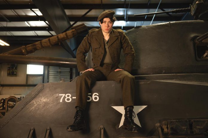 Aaron Macpherson stars as a young Farley Mowat in Dave Carley's stage adaptation of the late iconic Canadian author's Second World War memoir "And No Birds Sang," which runs for 27 performances from August 14 to September 6 at the Capitol Theatre in Port Hope. (Photo: Sam Moffatt)