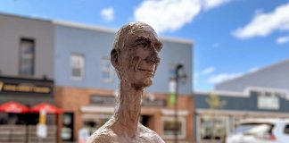 Artist Rosalinde Baumgartner's sculpture "Hans" was stolen from the Downtown Sculpture Exhibition in Fenelon Falls on August 23, 2026. The Fenelon Arts Committee is asking for the public's help in recovering the sculpture, which is valued at $2,000. (Photo: Fenelon Arts Committee)