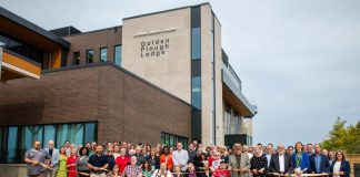 Northumberland County officials, residents, families, staff, project partners, and community representatives gathered for a grand opening ceremony of the new Golden Plough Lodge long-term care home in Cobourg on August 20, 2026. (Photo courtesy of Northumberland County)