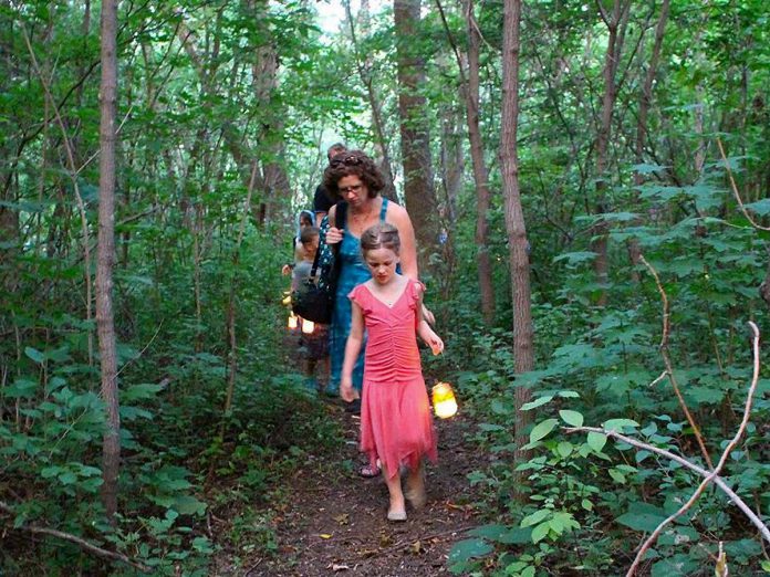 GreenUP's sunset lantern walk through the trees of Ecology Park is a tradition that leaves an impact on those who participate. Family Night will once again close with this ceremonial experience on August 27, 2026. (Photo: GreenUP)
