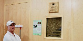 At Camp Kawartha in Peterborough, sustainable buildings are part of the lesson Camp Kawartha's executive director Jacob Rodenburg inside the newest addition to the camp, Birch Cabin, next to a "truth window." These small portals into the walls show the straw bale insulation holding up many of the camp's buildings and invite visitors to think about construction and consider sustainability in entirely new ways. (Photo: Rebekkah Hyams / GreenUP)
