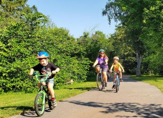 ‘I’d be kind of sad if I couldn’t bike,’ says 11-year-old Peterborough cyclist Laura, 8, and Adam, 6, are pedalling all over Peterborough with their mom Jennifer this summer as part of GreenUP's Summer Ride Club. "It's a really good habit to ... use your body to get places instead of just always driving," says Jennifer. "Building that confidence now will help them when they're older and they can be more reliant on themselves to get places." (Photo: Brett Throop / GreenUP)