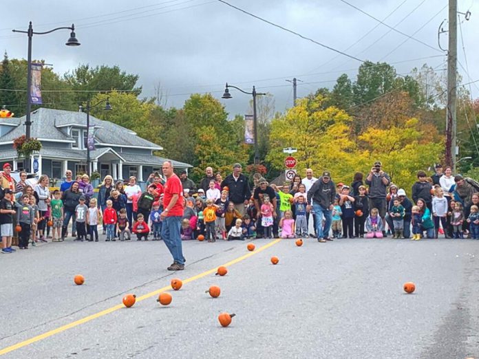Hike Haliburton is held every fall, when many other cultural events are taking place across the Haliburton Highlands. The family-friendly ColourFest event on September 19, 2026 from 11 a.m. to 3 p.m. at Head Lake Park in the Village of Haliburton includes kids' activities, a pumpkin-rolling contest, a classic car show, a vendor market, and more. (Photo: Municipality of Dysart et al)