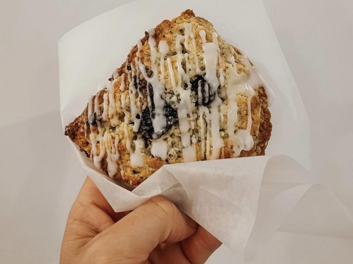 Travellers come from far to Downeyville in Kawartha Lakes for a taste of the scones at Brouwer Bake Shop, where owner Hannah Brouwer offers a rotating selection of baked goods including turnovers, muffins, and cupcakes. Semi-custom cakes can also be ordered for pickup in store. (Photo courtesy of Brouwer Bake Shop)
