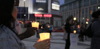 Participants prepare to "Take Back the Night" with a candle-lit march through Peterborough's downtown core during the Kawartha Sexual Assault Centre's annual event on September 18, 2025. The 2026 event runs from 5 to 9 p.m. on Thursday, September 17 outside in the Peterborough Square Courtyard. (Photo: Julia Lawrence)