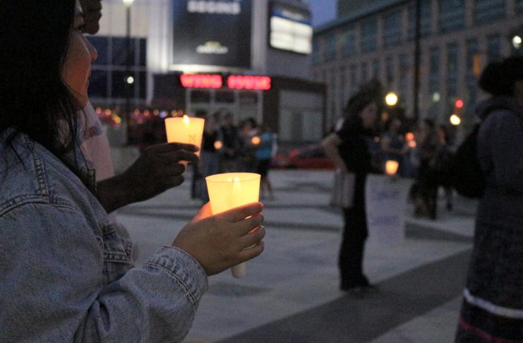 Participants prepare to "Take Back the Night" with a candle-lit march through Peterborough's downtown core during the Kawartha Sexual Assault Centre's annual event on September 18, 2025. The 2026 event runs from 5 to 9 p.m. on Thursday, September 17 outside in the Peterborough Square Courtyard. (Photo: Julia Lawrence)
