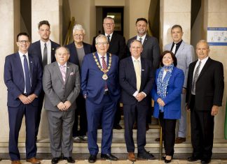 Peterborough mayor Jeff Leal with members of city council for the 2022-26 term. On August 20, 2026, Leal announced he will not be seeking re-election for a second term in the October municipal election. (Photo: City of Peterborough)