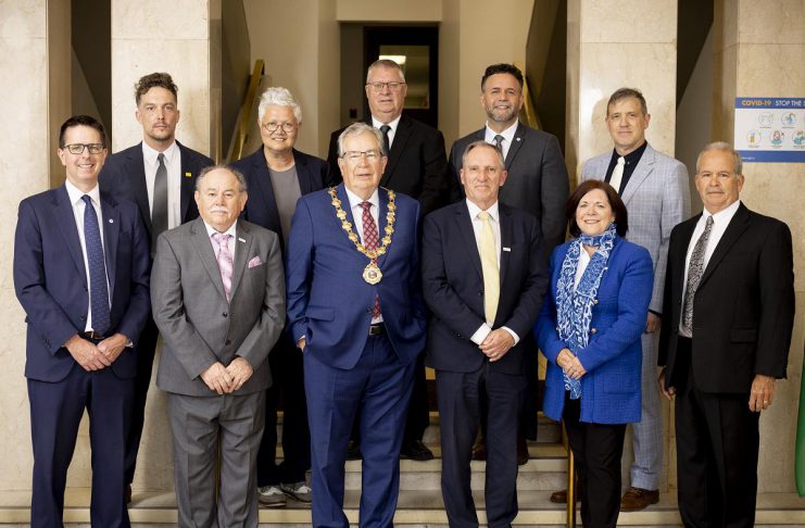 Peterborough mayor Jeff Leal with members of city council for the 2022-26 term. On August 20, 2026, Leal announced he will not be seeking re-election for a second term in the October municipal election. (Photo: City of Peterborough)
