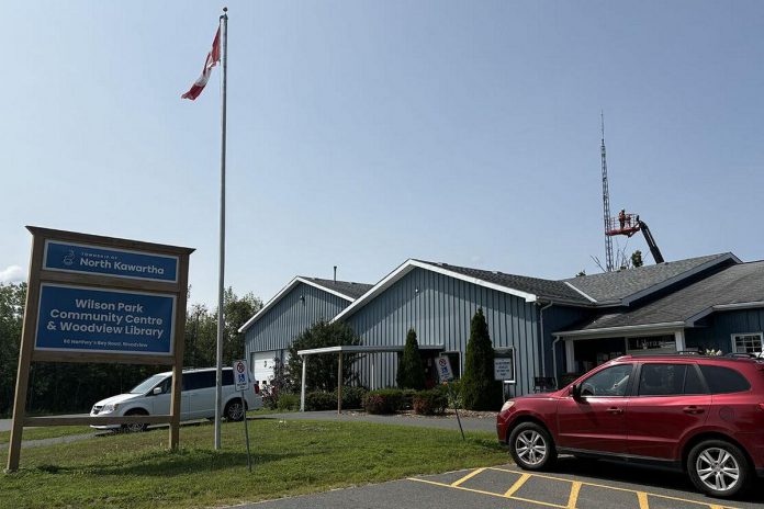Contractors completed an upgrade to the radio tower at Wilson Park / Woodview Fire Station 1 in North Kawartha Township on July 30, 2026 to improve communications for fire services and public works across the township. (Photo: Edward Hilton / North Kawartha Township)