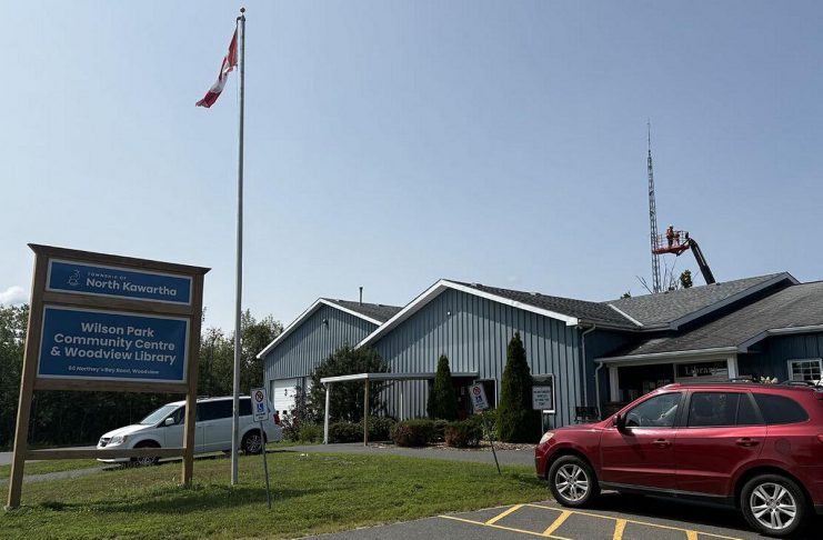 Contractors completed an upgrade to the radio tower at Wilson Park / Woodview Fire Station 1 in North Kawartha Township on July 30, 2026 to improve communications for fire services and public works across the township. (Photo: Edward Hilton / North Kawartha Township)