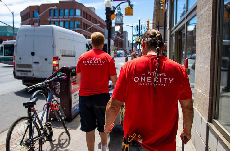 At its general committee meeting on August 24, 2026, Peterborough city council endorsed an eight-month pilot program that would see One City Peterborough hire people facing challenges with employment to clean streets in the downtown core. The pilot program is similar to the "Clean Team" program launched in 2018 as an initiative of the Peterborough Downtown Business Improvement Area (DBIA) in partnership with the Warming Room Community Ministries, which merged with Peterborough Reintegration Services the following year to become One City Peterborough. (Photo courtesy of Peterborough DBIA)