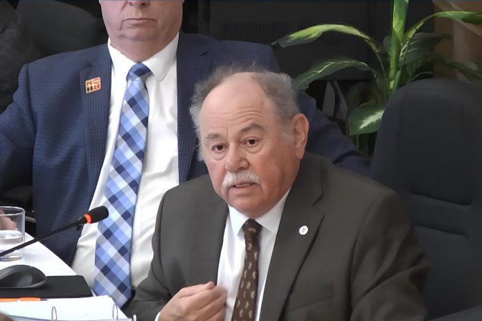 Peterborough city councillor Keith Riel questions city staff about an economic development update presented to city council during a general committee meeting on August 4, 2026. (kawarthaNOW screenshot of City of Peterborough video)