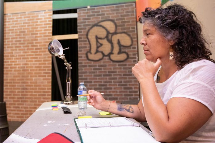 Director Lisa Dixon watches during a rehearsal for the Peterborough Theatre Guild's season-opening production of the psychological drama "Venus in Fur" by American playwright David Ives. The play runs for 10 performances from September 18 to October 3, 2026. (Photo: Jordan Lyall Photography)
