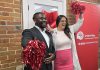 United Way Peterborough & District's new CEO Jason Seguya with Tiffany Arcari during the announcement of Arcari as the 2026-27 campaign cabinet chair on July 15, 2026. (Photo: Jeannine Taylor / kawarthaNOW)