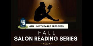 4th Line Theatre's Salon Reading Series will feature staged readings of works by acclaimed playwrights Drew Hayden Taylor and Brad Fraser, along with 4th Line's own managing artistic director Kim Blackwell, in different local homes on October 15, November 11, and January 14. (Graphic: 4th Line Theatre)