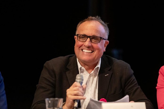 Peterborough mayoral candidate Neil Morton at ArtsVote Peterborough 2026, hosted by the Electric City Culture Council (EC3) on Wednesday, September 23 at Market Hall Performing Arts Centre in downtown Peterborough. (Photo: Jordan Lyall / kawarthaNOW)