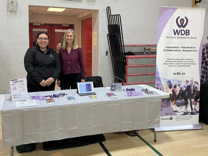 The team of Workforce Development Board (WDB) attending a job fair in April 2026 at Haliburton Highlands Secondary School organized by the Haliburton County Home Builders Association (HCHBA) and featuring more than 30 local employers. (Photo: WDB)