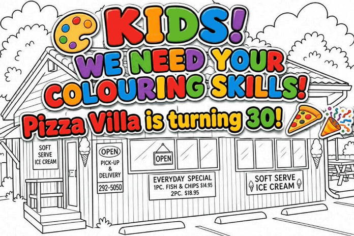 Pizza Villa in Bridgenorth is marking its 30th anniversary with a kids' colouring contest, with one young winner receiving a free small pizza. (Photo: Pizza Villa)