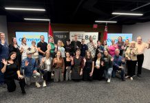 Peterborough-Kawartha MPP Dave Smith and Business Advisory Centre manager Rosalea Terry (back and front row, far left) and Peterbough County warden Bonnie Clark and City of Peterborough mayor Jeff Leal (front and back row, far right) with the successful applicants for the 2026 cohort of the Starter Company Plus program at Community Futures Peterborough on September 16, 2026. (Photo courtesy of Community Futures Peterborough)