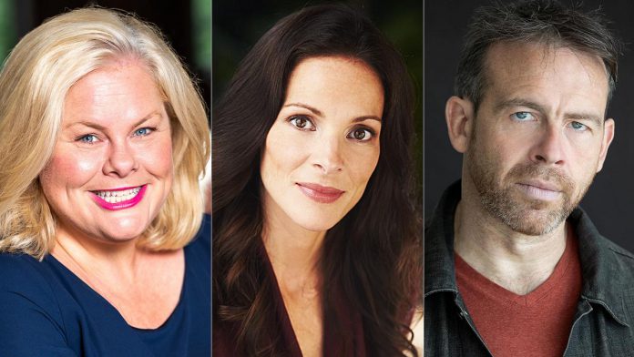 Sarah Quick, Elana Post, and Allan Cooke star in Norm Foster's comedy "A Woman's Love List" at Globus Theatre in Bobcaygeon from September 30 to October 10, 2026. (kawarthaNOW collage)