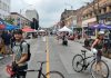Downtown Peterborough's Second Saturday Sidewalk Sale on August 8, 2026 allowed people to experience Charlotte Street free of car traffic. Many Canadian cities are starting to reimagine their streets as places for pedestrians, not just cars. (Photo: Brett Throop / GreenUP)