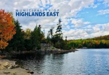 Located in southeastern Haliburton County, the Municipality of Highlands East is a rural municipality with a population of around 2,700 permanent residents and around 13,000 seasonal residents. Communities in Highlands East include the hamlets of Cardiff, Highland Grove, Wilberforce, Tory Hill, and Gooderham. (Photo: Municipality of Highlands East)