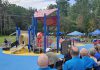 Julie Grant speaks at Ennismore Waterfront Park on September 4, 2026 during the grand opening of Jude's Joy, the first barrier-free playground in Selwyn Township. The playground is named after her son Jude, who has cerebral palsy and developmental delays, and follows Grant's successful campaign to raise $250,000 to build a playground that is accessible for all children regardless of their abilities. (Photo courtesy of Selwyn Township)