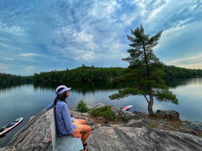 Silent Lake Provincial Park, located between Apsley and Bancroft in Haliburton County, is known for its popular mountain biking trail. The provincial park is home to Silent Lake, where no motorboats or electric boats are allowed, making it an ideal place for paddle boarders and those who want to be immersed in the sounds of nature. The park also boasts sandy beaches, hiking trails, and campgrounds with walk-in and electrical sites. (Photo: Haliburton County)