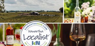 This edition of kawarthaNOW's "Kawartha Localist" editorial series features wine destinations across the greater Kawarthas region, including Rolling Grape Vineyard in Bailieboro, Kawartha Country Wines in Buckhorn, Applewood Farm and Winery just southwest of Kawartha Lakes, Cheeky Duck Vineyard in Selwyn, and Elmhirst's Resort in Keene. (kawarthaNOW collage)