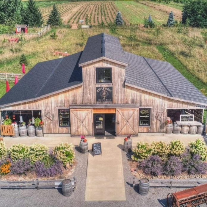 Located in Seagrave just southwest of Kawartha Lakes, Applewood Farm & Winery has been producing fruit-based wine, mead, cider, and moonshine for more than 25 years. Owned and operated by husband-and-wife Stephanie and Matt Passafiume, the winery grows their own fruit or sources them from local farmers. The 104-acre property has farm animals and a pollinator garden on site and hosts seasonal experiences including mulberry-picking in the spring, and corn mazes and pumpkin patches in the fall. (Photo courtesy of Applewood Farm & Winery)