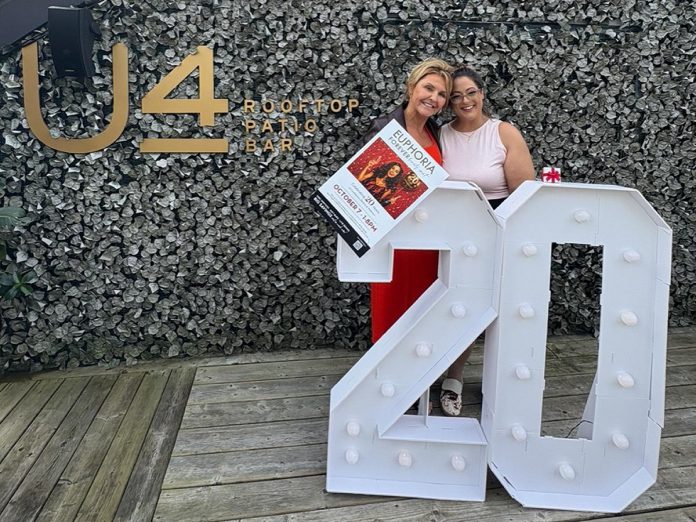 Euphoria Wellness Spa owner Simone Dobson (left) with Tiffany Arcari marking 20 years of beauty, welness, and community at the U4 Rooftop Patio Bar at Euphoria's downtown Peterborough location. To celebrate the milestone, Euphoria is hosting the Euphoria Forever Beauty Event on Wednesday, October 7 featuring complimentary services, exclusive discounts, special gifts, and more. (Photo courtesy of Euphoria Wellness Spa) Euphoria Wellness Spa owner Simone Dobson (left) with Tiffany Arcari marking 20 years of beauty, welness, and community at the U4 Rooftop Patio Bar at Euphoria's downtown Peterborough location. To celebrate the milestone, Euphoria is hosting the Euphoria Forever Beauty Event on Wednesday, October 7 featuring complimentary services, exclusive discounts, special gifts, and more. (Photo courtesy of Euphoria Wellness Spa)