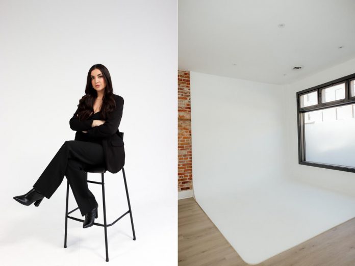 Carley Beal created Studio Savvy in downtown Peterborough to realize her dream of providing local creatives with a large, bright, open-concept studio space for shooting high-end content, with her "prized possession" being the white infinity wall that runs from the ceiling to the floor without a connecting edge. She also designed the space so it could be used to host elevated workshops, intimate networking nights, brand launches, creative meetups, and community events that feel chic and sophisticated without requiring travel to the big city. (Photos courtesy of Studio Savvy)