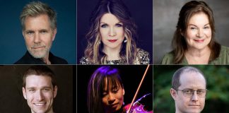 KS & Co. Productions and New Stages Theatre present "Phantom & Friends – A Toast to Broadway" at Market Hall Performing Arts Centre in downtown Peterborough on October 22, 2026 featuring (top row) vocalists David Rogers, Kate Suhr, and Linda Kash and (bottom row) musicians Gavin Tessier, Victoria Yeh, and Sam Quinn. (kawarthaNOW collage of supplied photos)