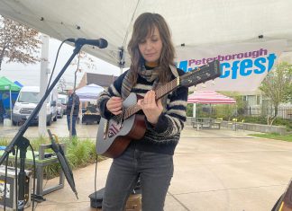 Cobourg native Sue Passmore, best known as one-third of the Juno award-winning roots trio Good Lovelies, will be the featured guest at an open mic hosted by Matt MacLeod at The Railyard Cafe & Taphouse in Peterborough's East City on Sunday afternoon. (Photo: Paul Rellinger / kawarthaNOW)
