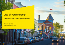 Peterborough councillors question impact on residents of city’s effectiveness and efficiency review At its general committee meeting on September 21, 2026, Peterborough city council considered the 234-page Effectiveness and Efficiency Review prepared for the City of Peterborough by Ernst & Young. The recommendations of the review will be considered by the next city council during its deliberations on the 2027 budget. (Graphic: Ernst & Young)