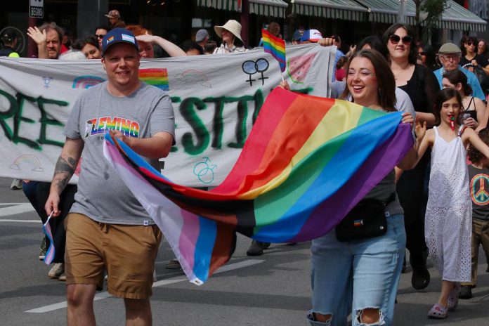 Participants in the annual Peterborough-Nogojiwanong Pride Parade on September 27, 2025. (Photo courtesy of Sean Bruce)