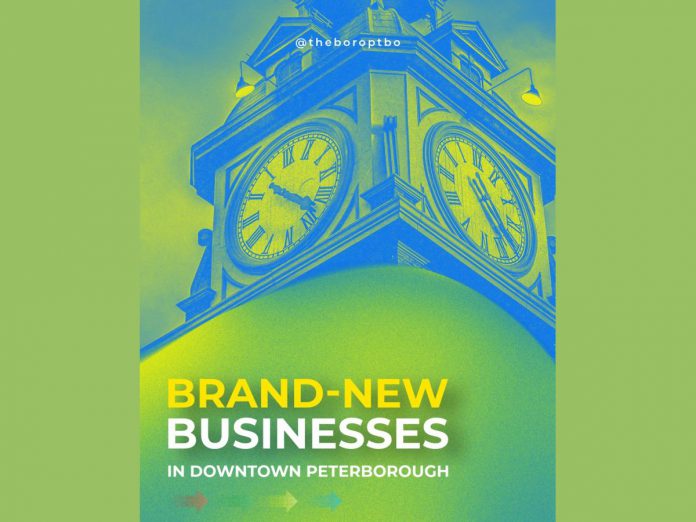 The Peterborough Downtown Business Improvement Area (DBIA) recently shared a roundup of new businesses opening in downtown Peterborough. (Graphic courtesy of Peterborough DBIA)