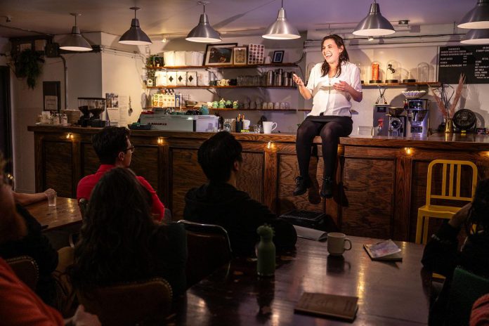 Written and performed by Rosalind Small, "Performance Review" will be presented in real time at Milly's Market, a Port Hope eatery, before a limited audience of about 50 people. There, working as a waitress, Small will share seven stories about the seven worst days at seven jobs, all while she serves coffee. (Photo: Dahlia Katz)