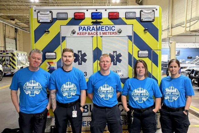 CUPE Local 4911, which represents Peterborough City-County paramedics, has been bargaining with Peterborough County for a new collective agreement since March 2026. (Photo: CUPE 4911 Peterborough Paramedics / Facebook)